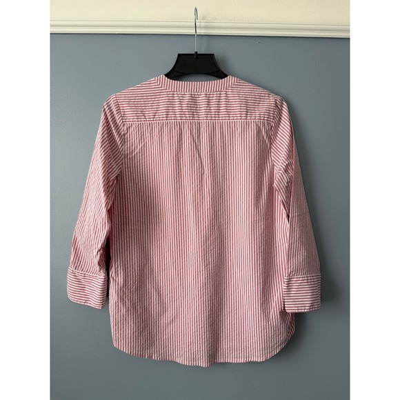 Vineyard Vines Red Striped Tunic Shirt Women's Split Neck 3/4 Sleeve Size Medium - Picture 9 of 9